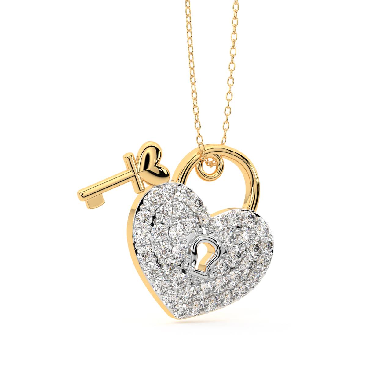Heart Lock Diamond Pendant